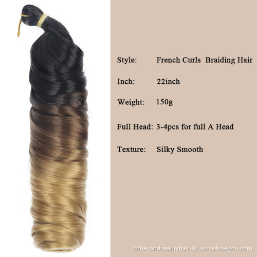 Ombre Loose Wave Crochet Braids Hair Wavy Synthetic Braiding Hair For Black Women French Pre Streched Curly Braiding Hair